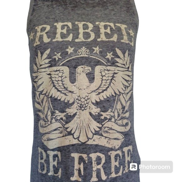 Patriotic Grey M Tank by Maurices -"Rebel Be Free" Design with Stylish Open Back - Picture 2 of 6